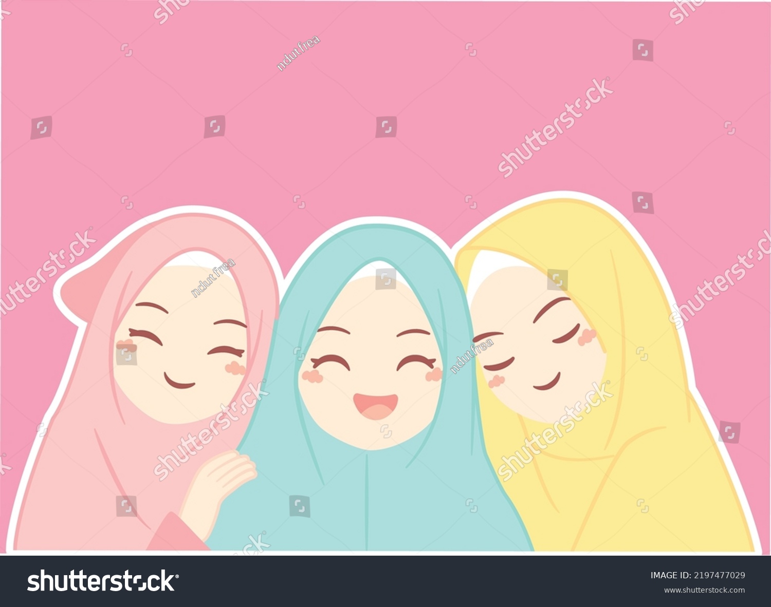 Happy Muslim Best Friends Laughing Together Stock Vector (Royalty Free ...