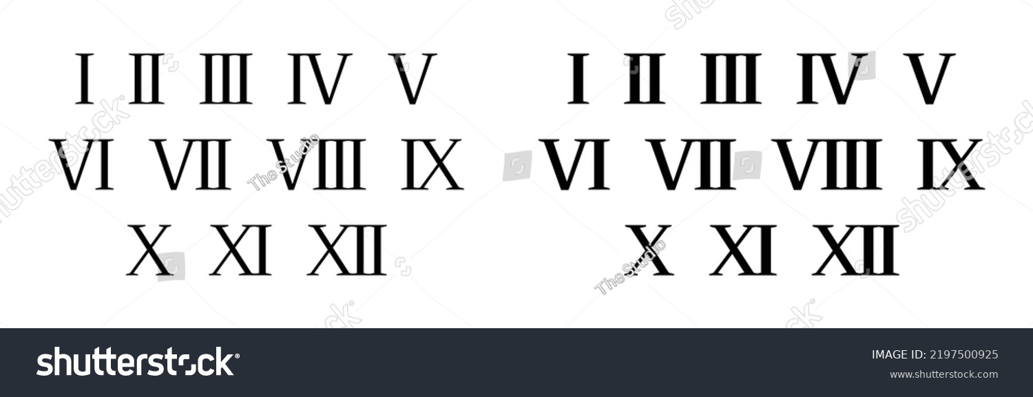 Roman Numerals Icon Set Isolated On Stock Vector (Royalty Free ...