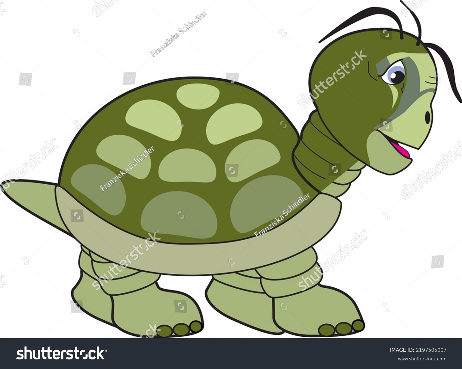 Green Cartoon Turtle Mouth Open Looking Stock Vector (royalty Free 