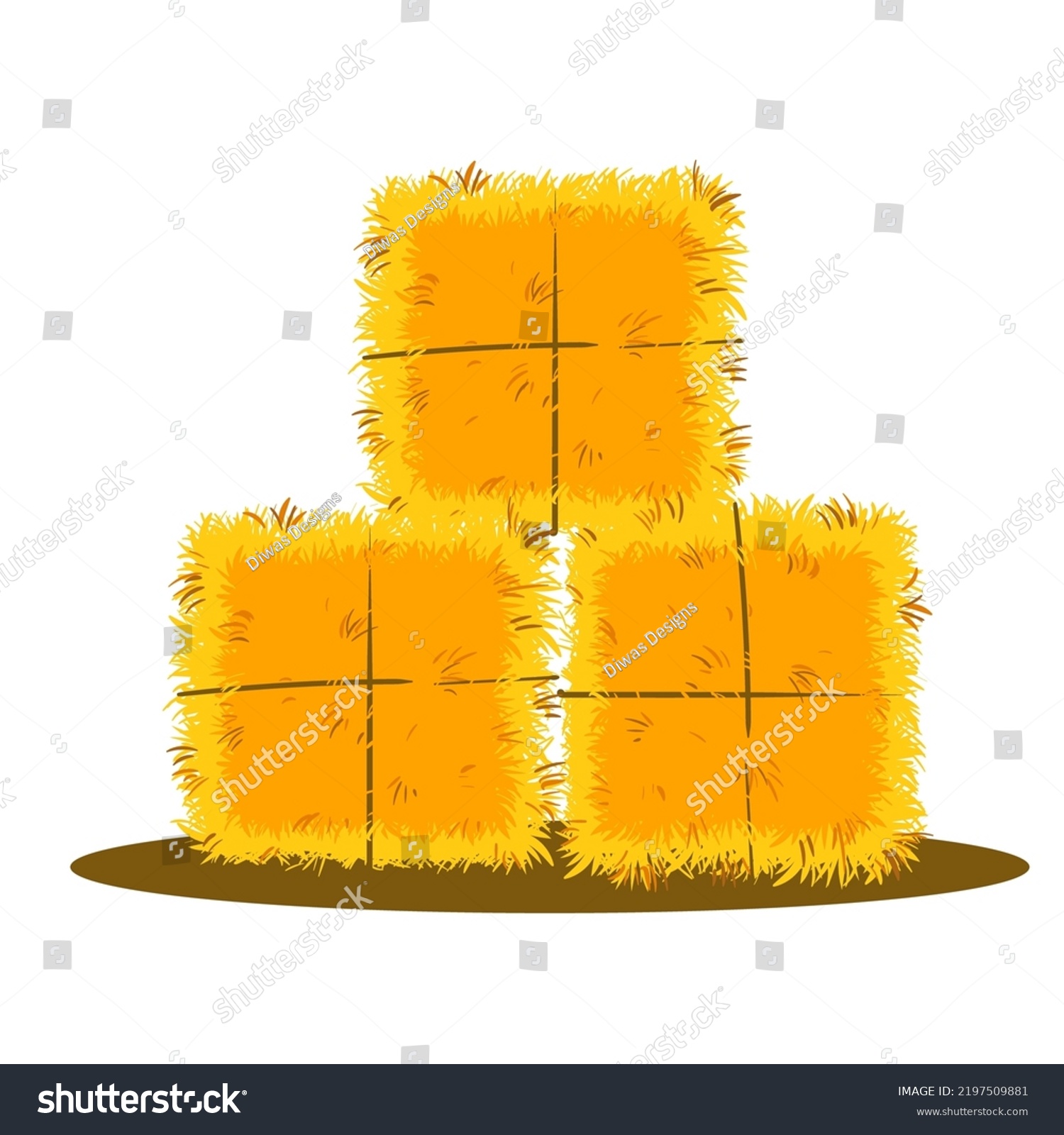 Hay Bales Stack Flat Vector Illustration Stock Vector (Royalty Free ...