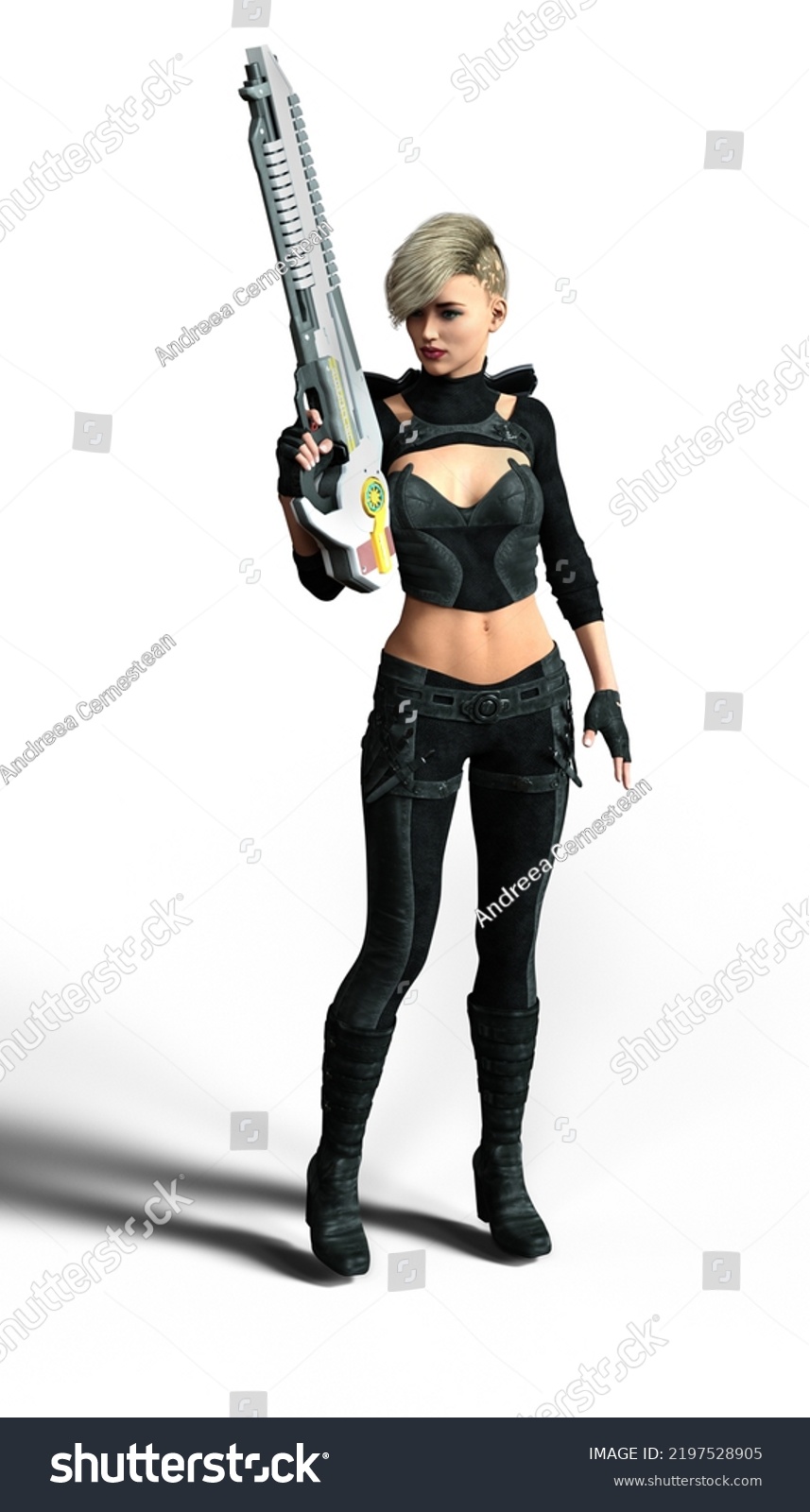 Scifi Soldier Woman 3d Render Illustration Stock Illustration ...