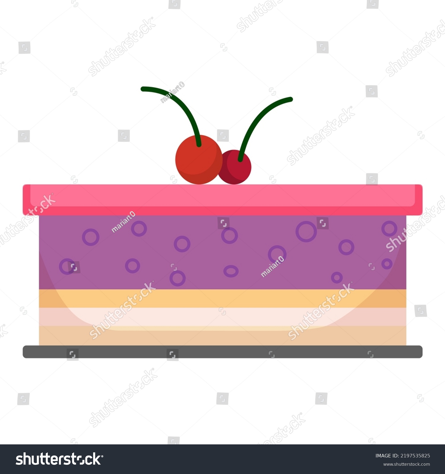 Cake Cherry Vector Cartoon Illustration Stock Vector (Royalty Free ...