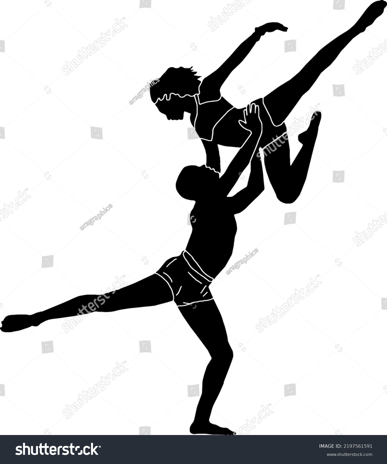 Dancer Silhouette Contemporary Dance Couple Outline Stock Vector Royalty Free 2197561591 