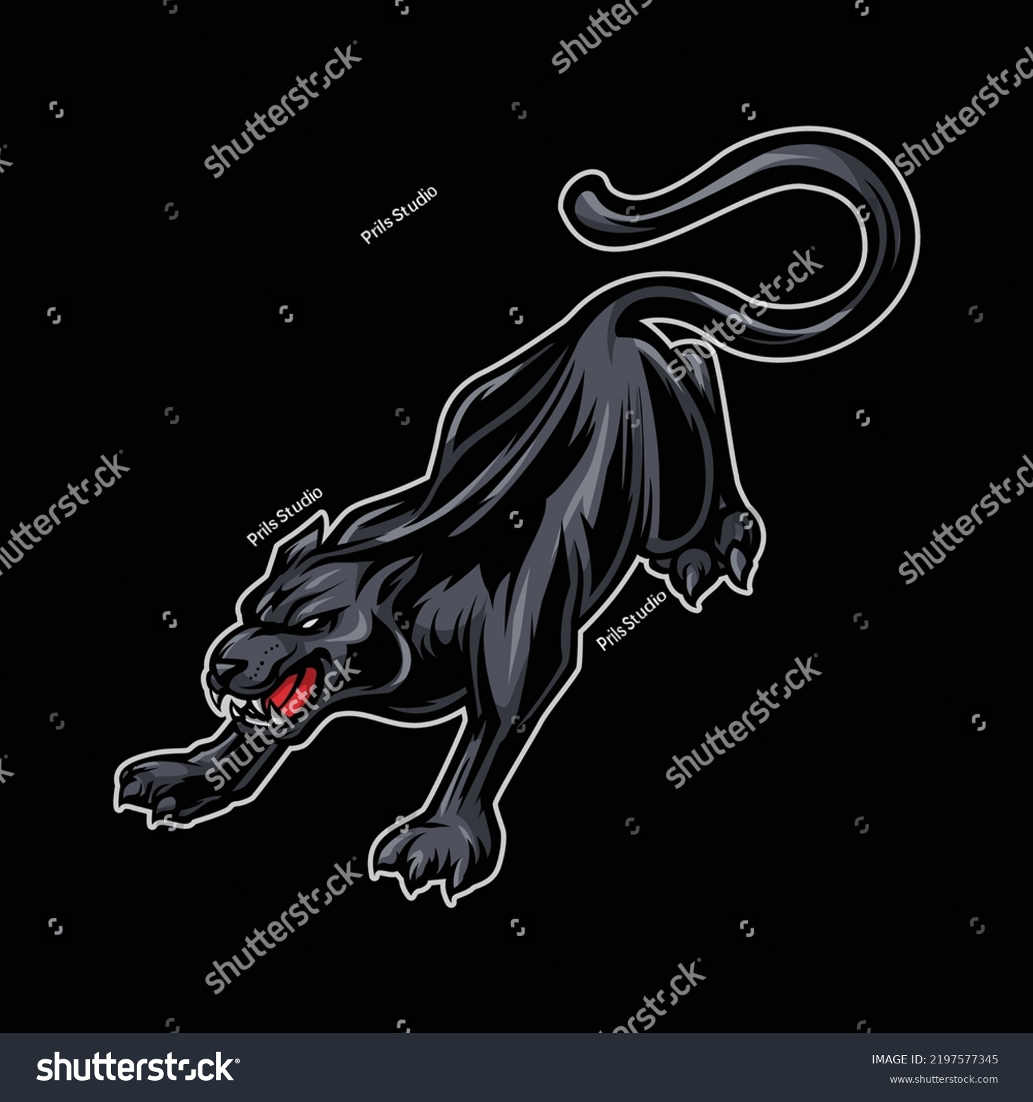 Angry Black Panther Mascot Illustration Stock Vector (royalty Free 