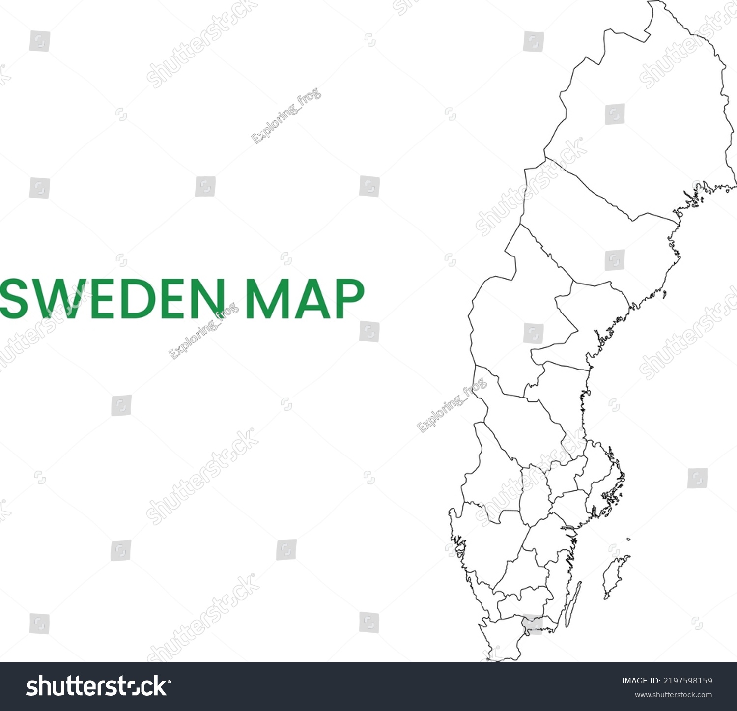 High Detailed Map Sweden Outline Map Stock Vector (Royalty Free ...