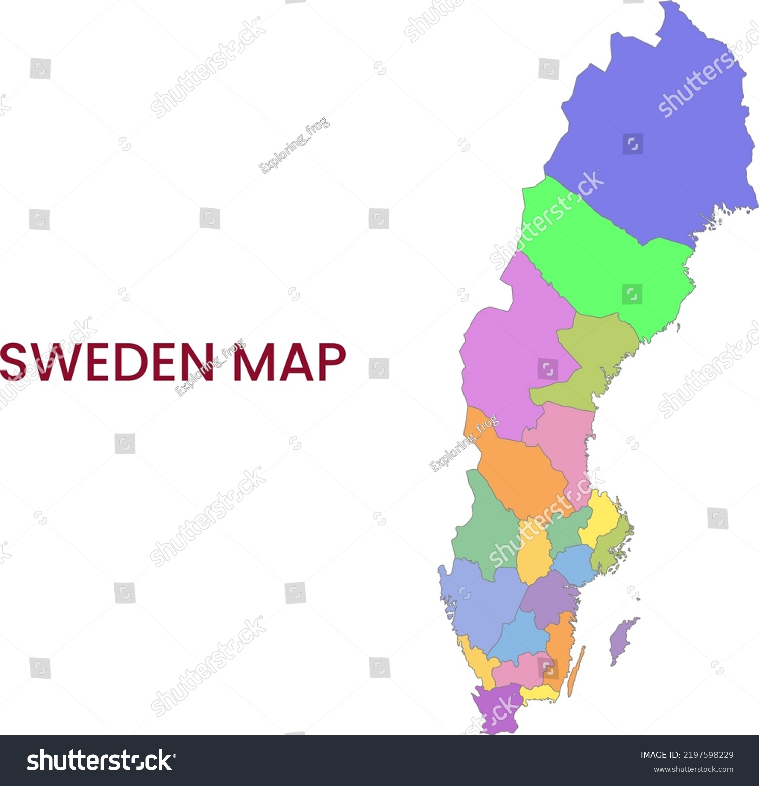 High Detailed Map Sweden Outline Map Stock Illustration 2197598229   Stock Photo High Detailed Map Of Sweden Outline Map Of Sweden Europe 2197598229 