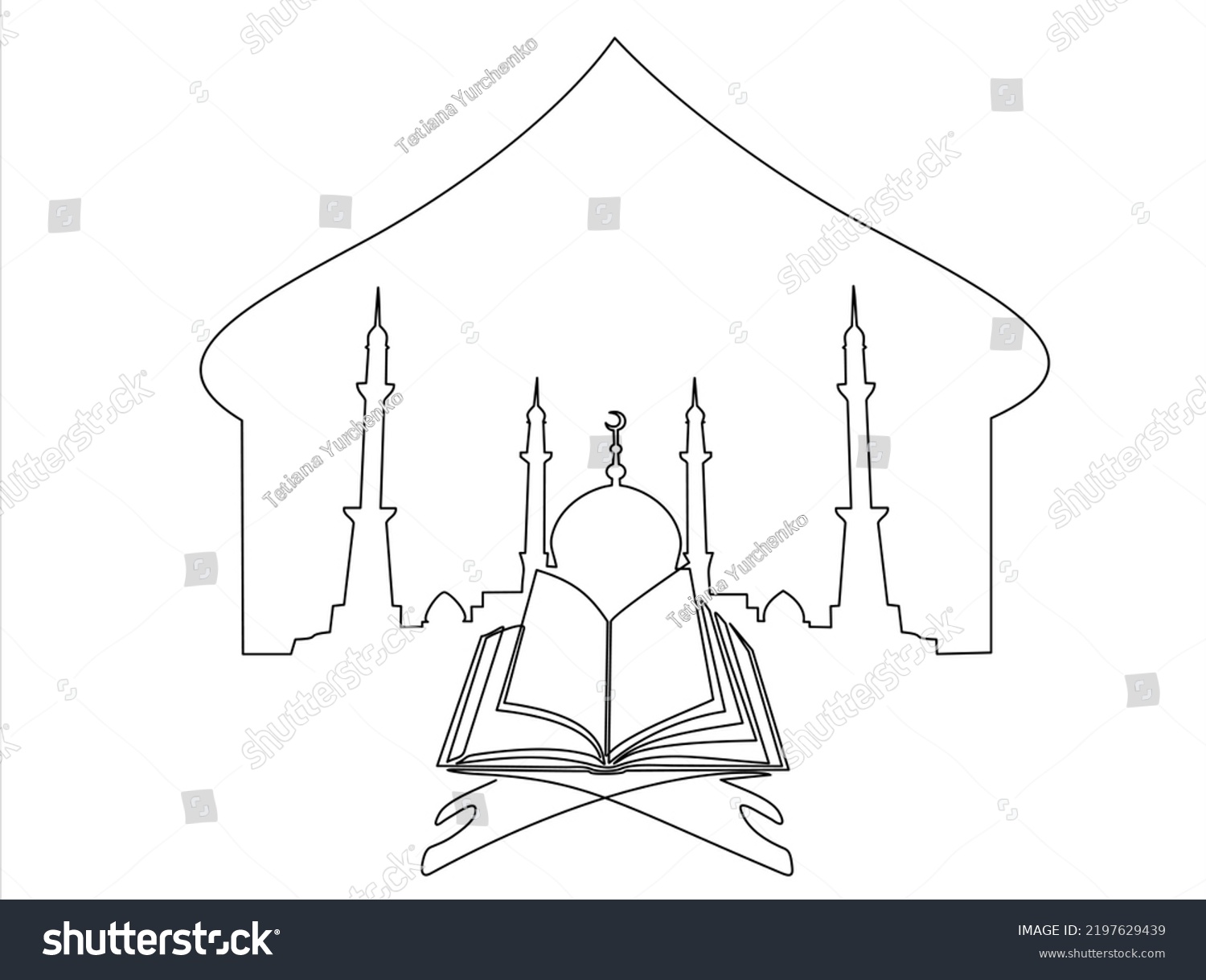 Single Continuous Line Drawing Open Quran Stock Vector (Royalty Free ...