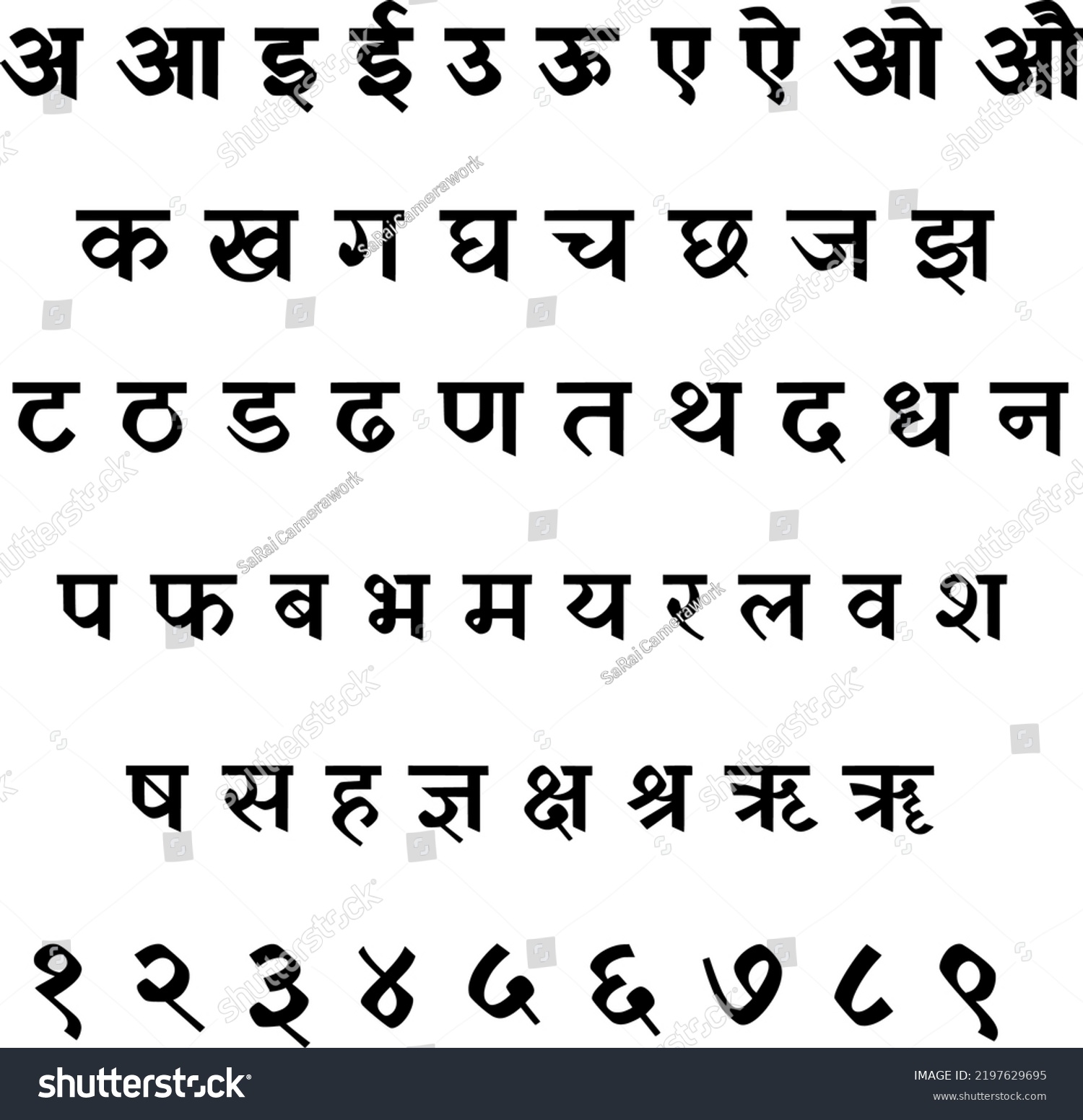 Hindi Alphabets Numbers Vector Stock Vector (royalty Free) 2197629695 