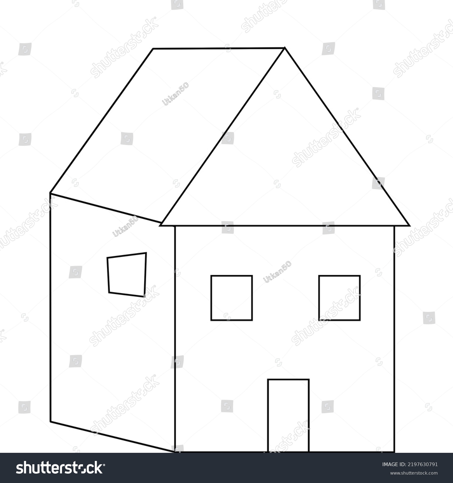 Simplest Disproportionate House Drawing Only House Stock Vector ...