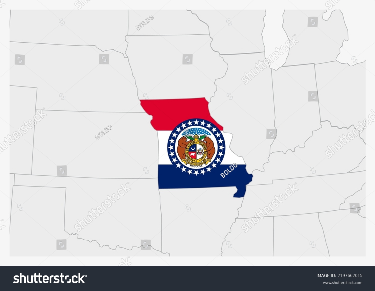 Us State Missouri Map Highlighted Missouri Stock Vector (Royalty Free ...