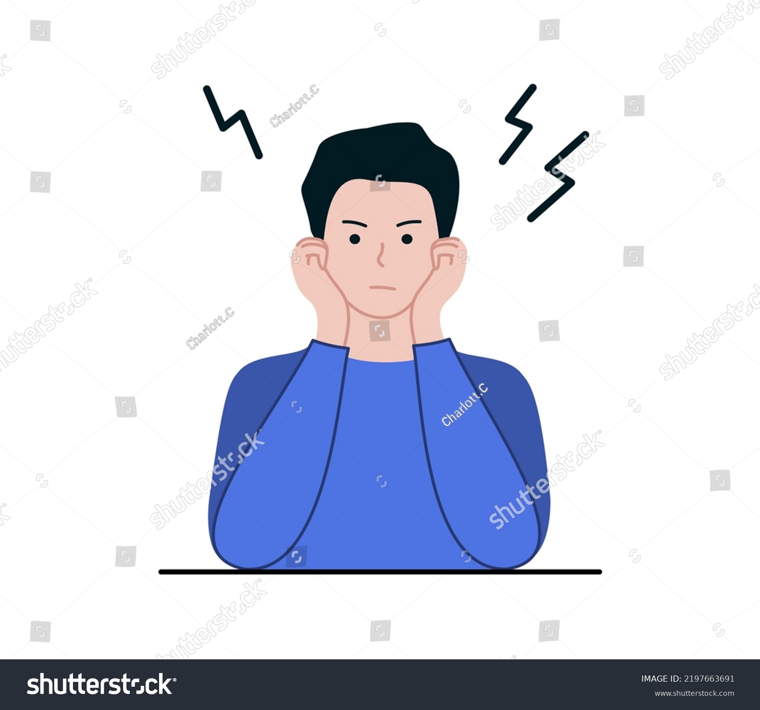 Angry Boy His Hand On Cheek Stock Vector (Royalty Free) 2197663691 ...