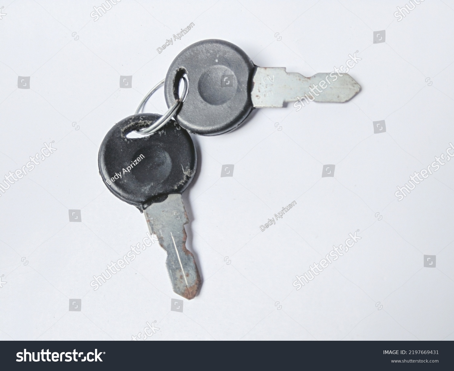 Two Black Cupboard Keys On White Stock Photo 2197669431 