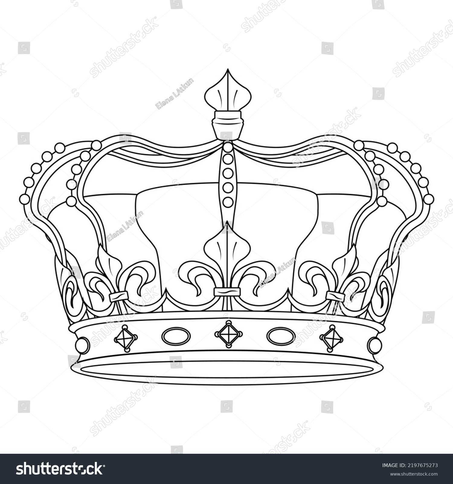 Fleur De Lis King Crown High Stock Vector (Royalty Free) 2197675273 ...