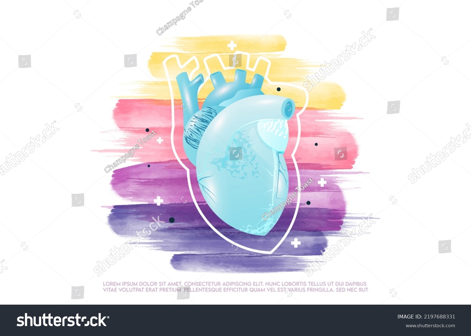 Human Heart Treatment Watercolor Style Concept Stock Vector (Royalty ...