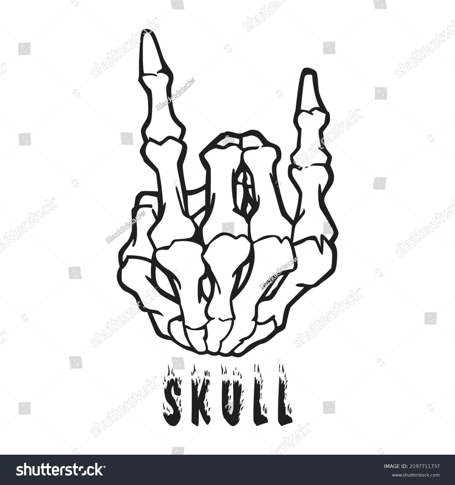 Vector Skeleton Hand Making Horn Sign Stock Vector (Royalty Free ...