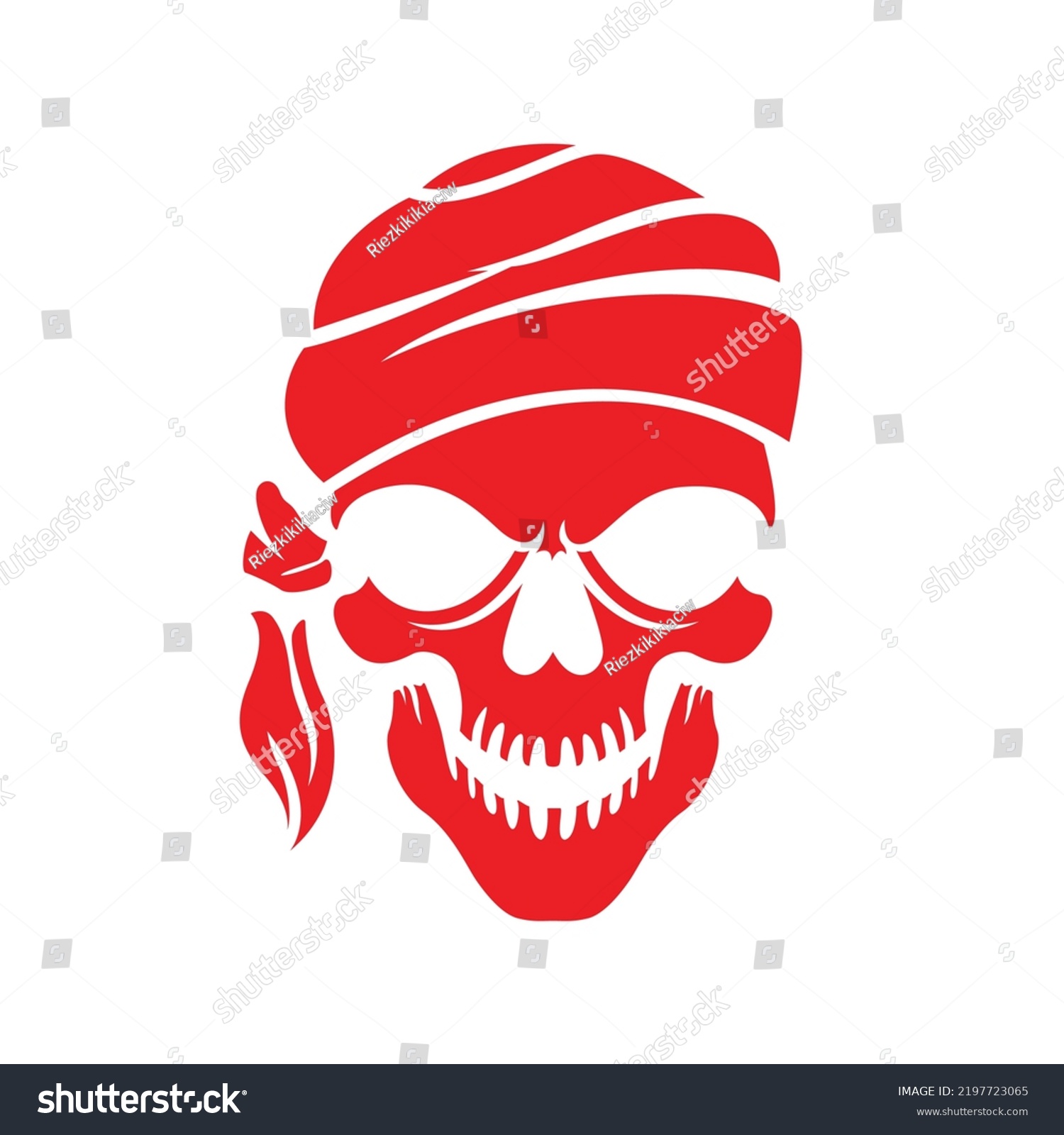 Vintage Skull Wearing Bandana Isolated Stock Vector Royalty Free 2197723065 Shutterstock