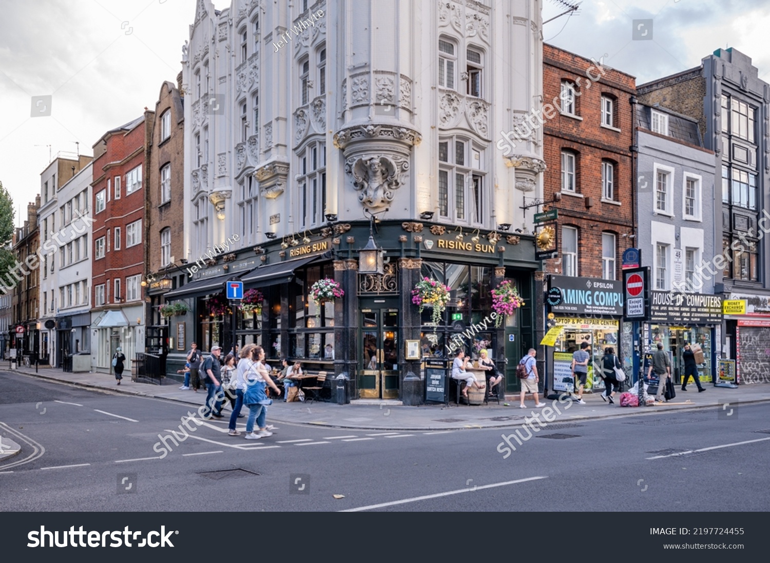 Stock Photo London Uk August Beautiful Buildings On Tottenham Court Road In The Evening 2197724455 