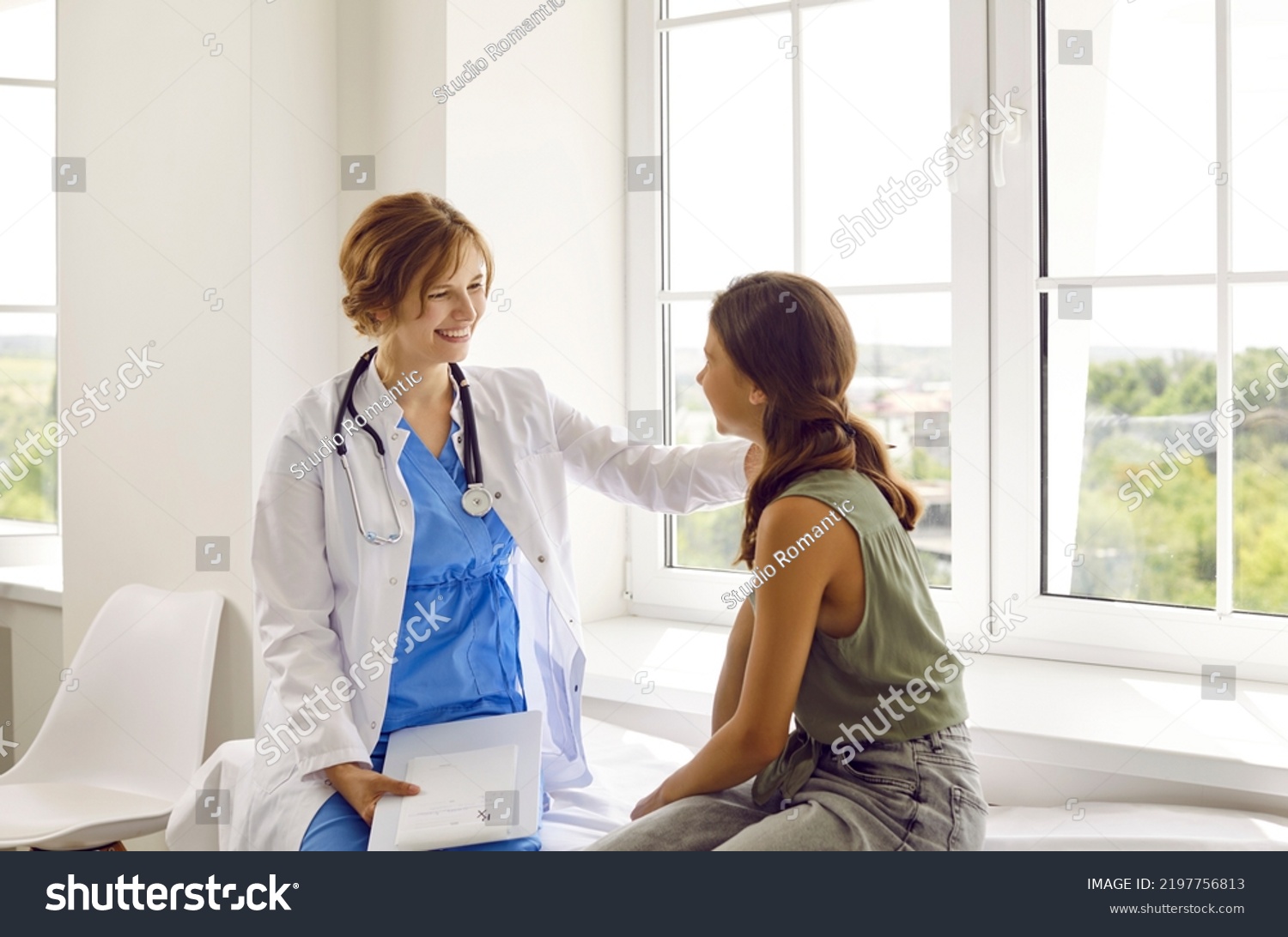 Teenage Child Visits Friendly Doctor Cheerful Stock Photo 2197756813 ...