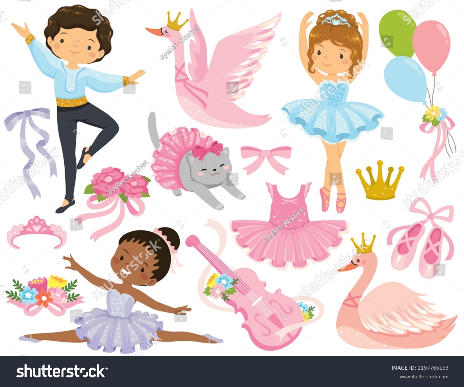 Ballet Ballerina Clipart Set Male Female Stock Illustration 2197765153