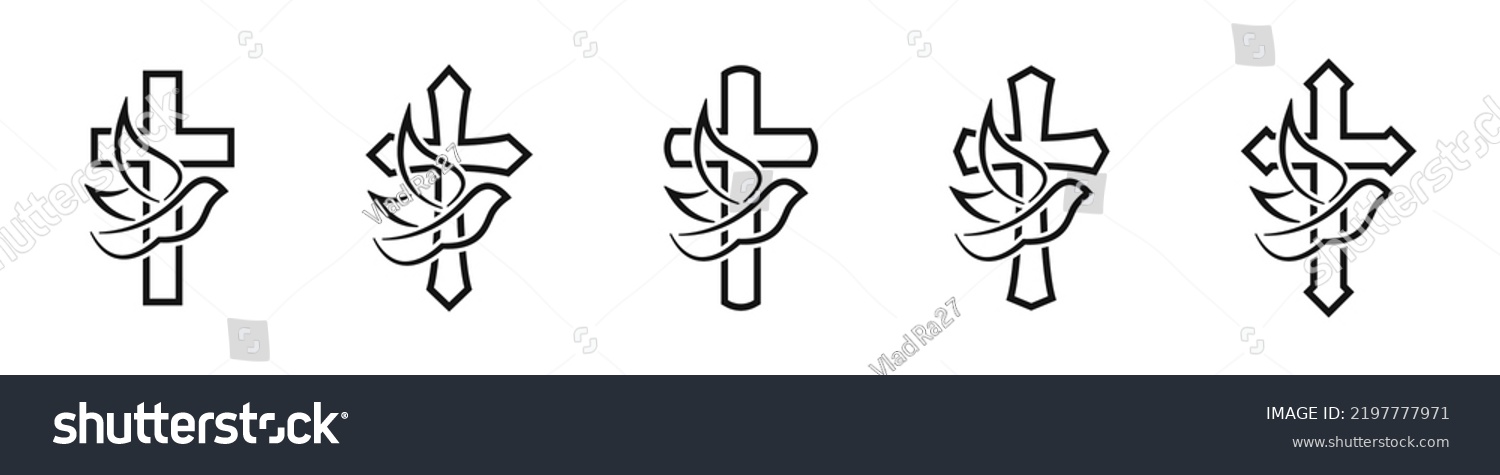 Christian Cross Icon Set Christian Cross Stock Vector Royalty Free Shutterstock