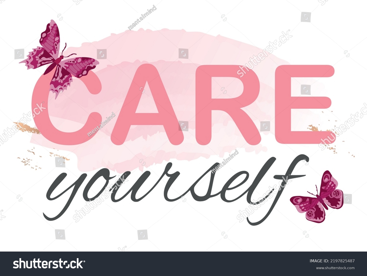 Care Yourself Slogan Positive Psychology Mental Stock Vector (Royalty ...