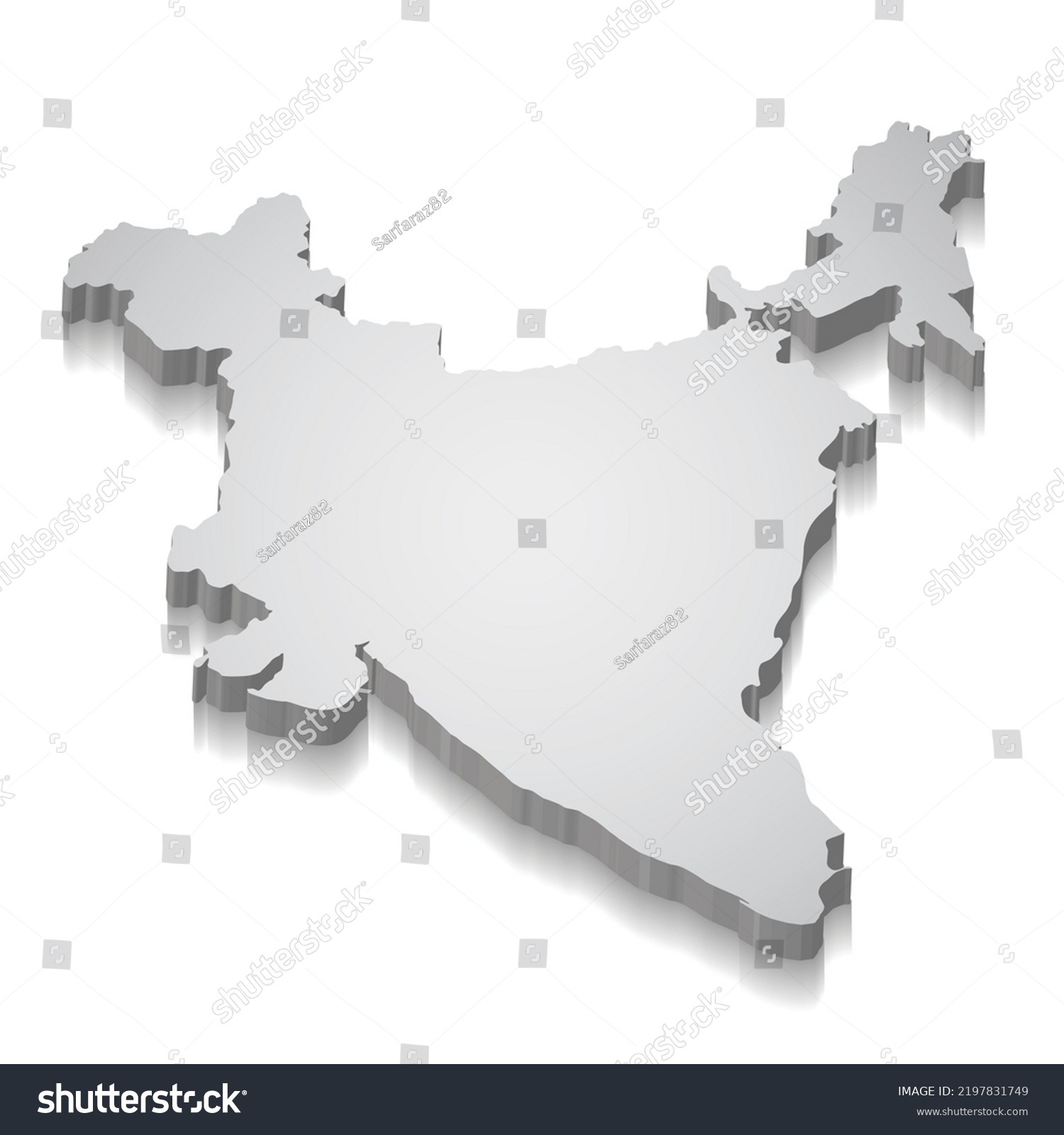 3d Map India Isometric View On Stock Vector (Royalty Free) 2197831749 ...