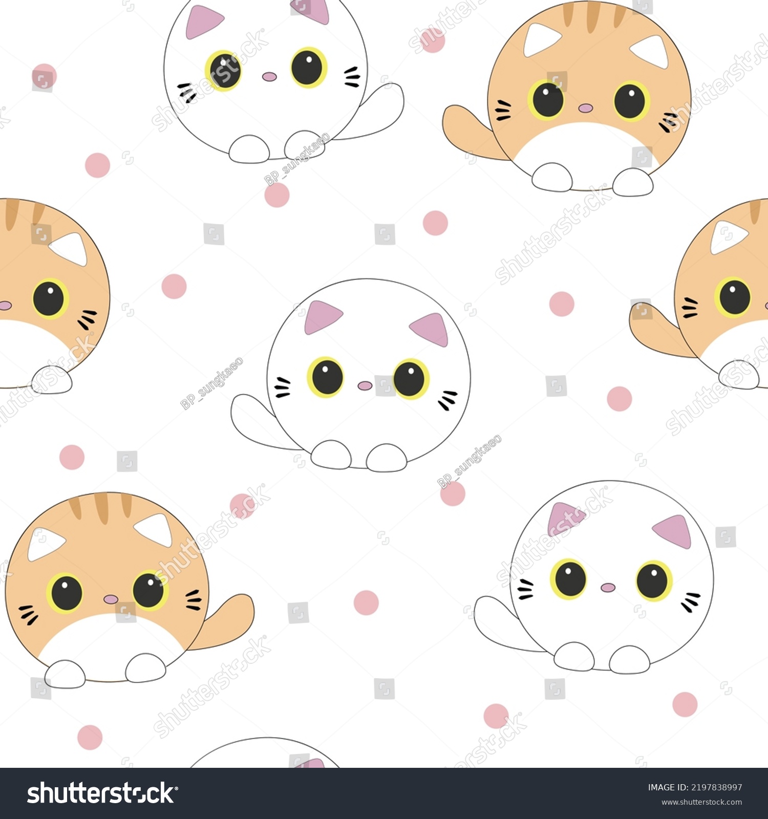 Cute Cat Vector Cartoon Kawaii Animal Stock Vector (Royalty Free