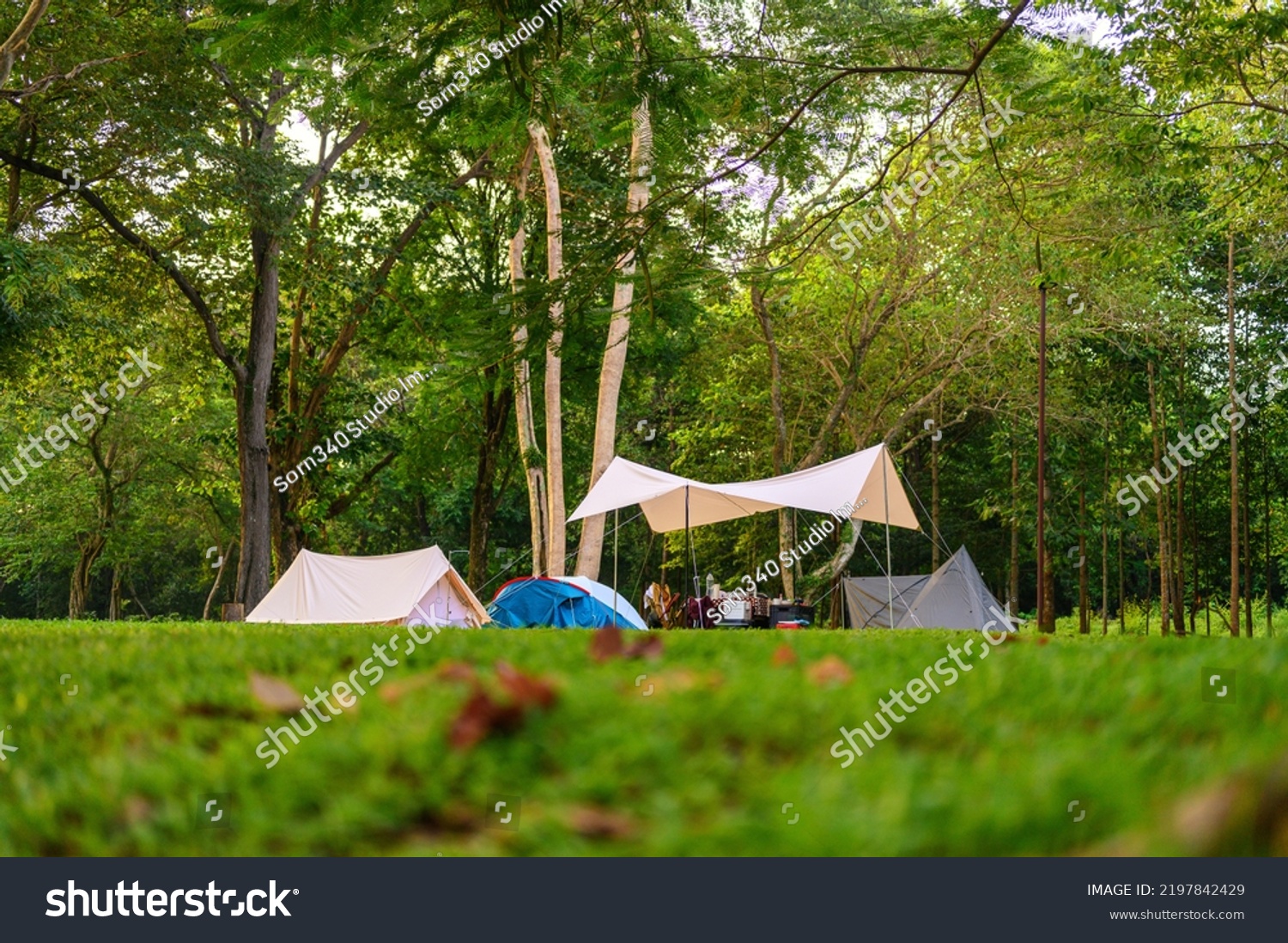 Group Camping Tents Diverse Types Tourism Stock Photo 2197842429 ...