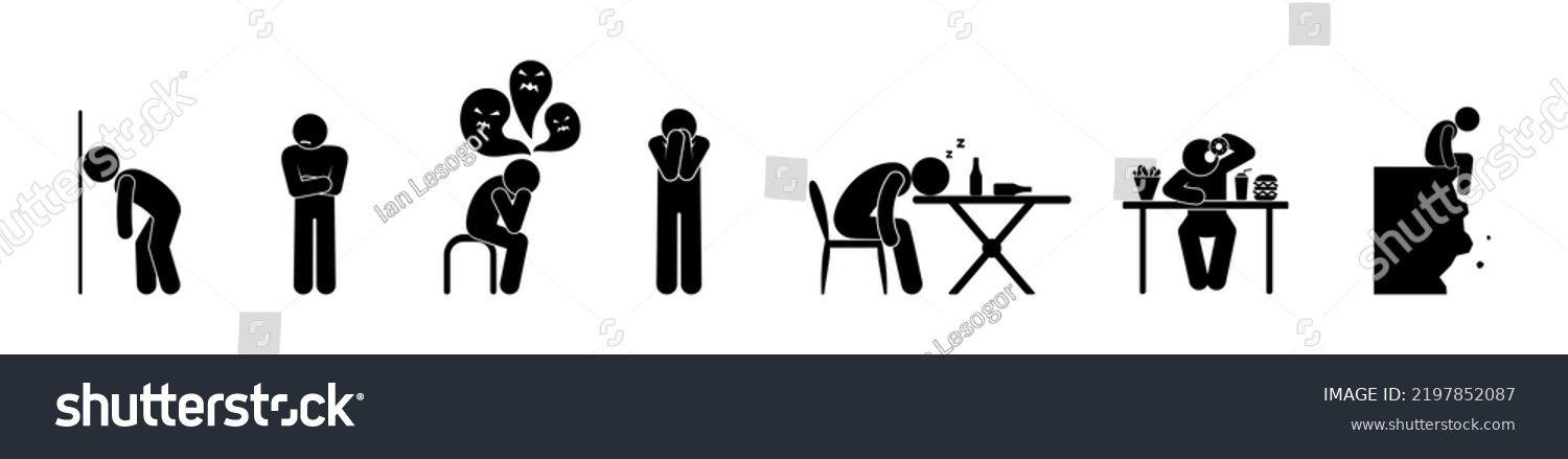 Symptoms Depression Person Ill Icon Depressive Stock Vector Royalty Free 2197852087 Shutterstock 