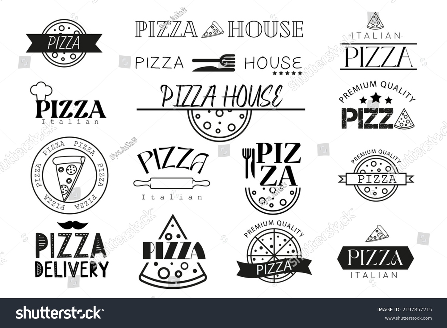 Pizza Logo Set Logos Pizzeria Vector Stock Vector (Royalty Free ...