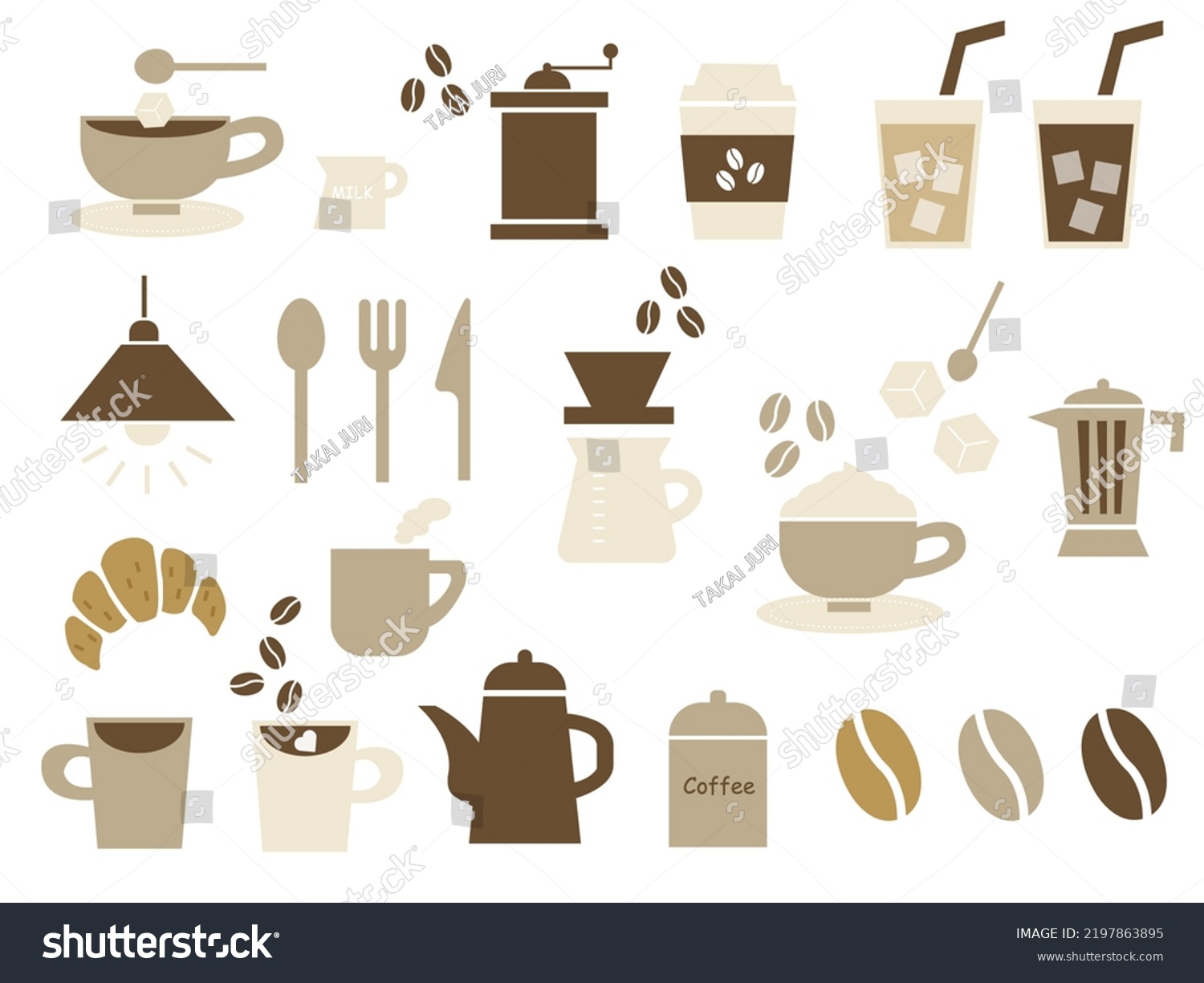 Clip Art Set Coffee Motif Stock Illustration 2197863895 