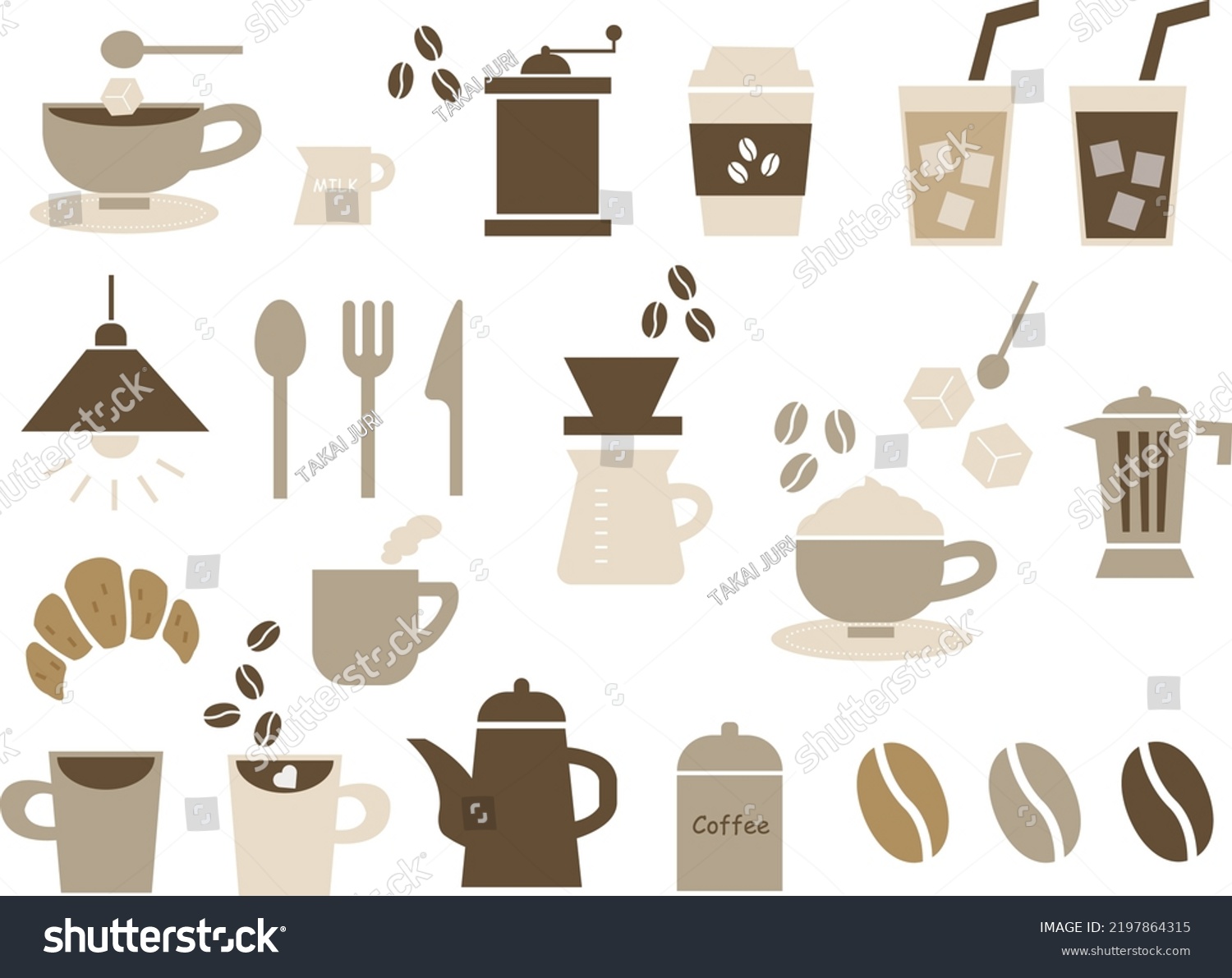 Clip Art Set Coffee Motif Stock Vector (Royalty Free) 2197864315 ...