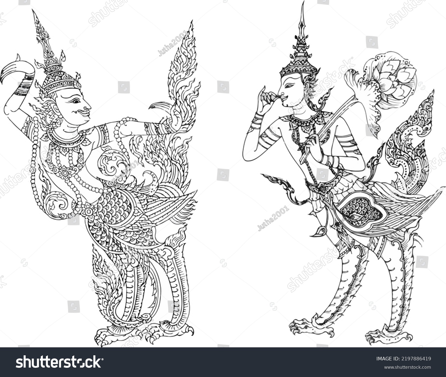 Thai Shiva Pattern Religious Ornaments Stock Vector (Royalty Free ...