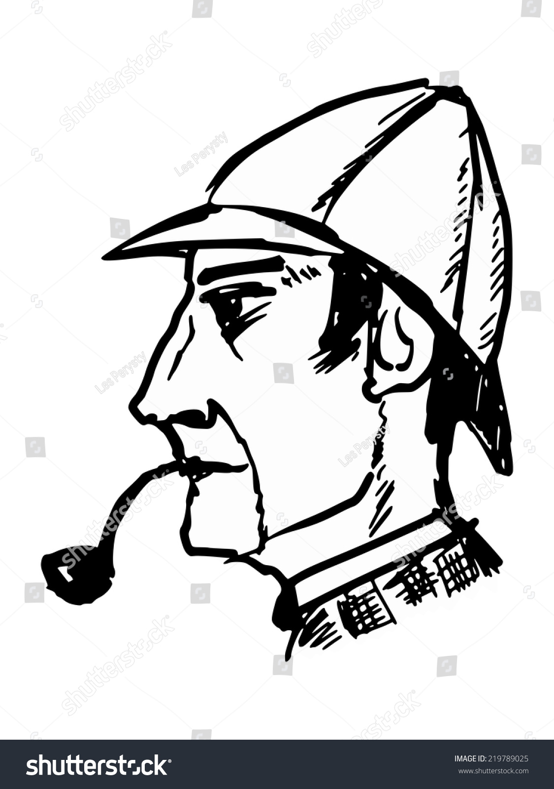 Hand Drawn Sketch Illustration Sherlock Holmes Stock Vector (Royalty ...