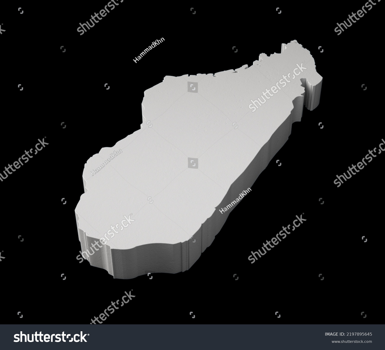 Madagascar 3d Map Geography Cartography Topology Stock Illustration ...