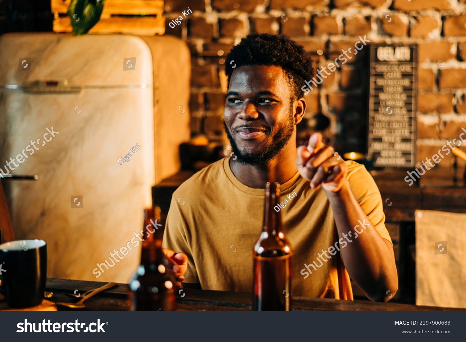 Shot Attractive African Young Happy Smiling Stock Photo 2197900683 ...