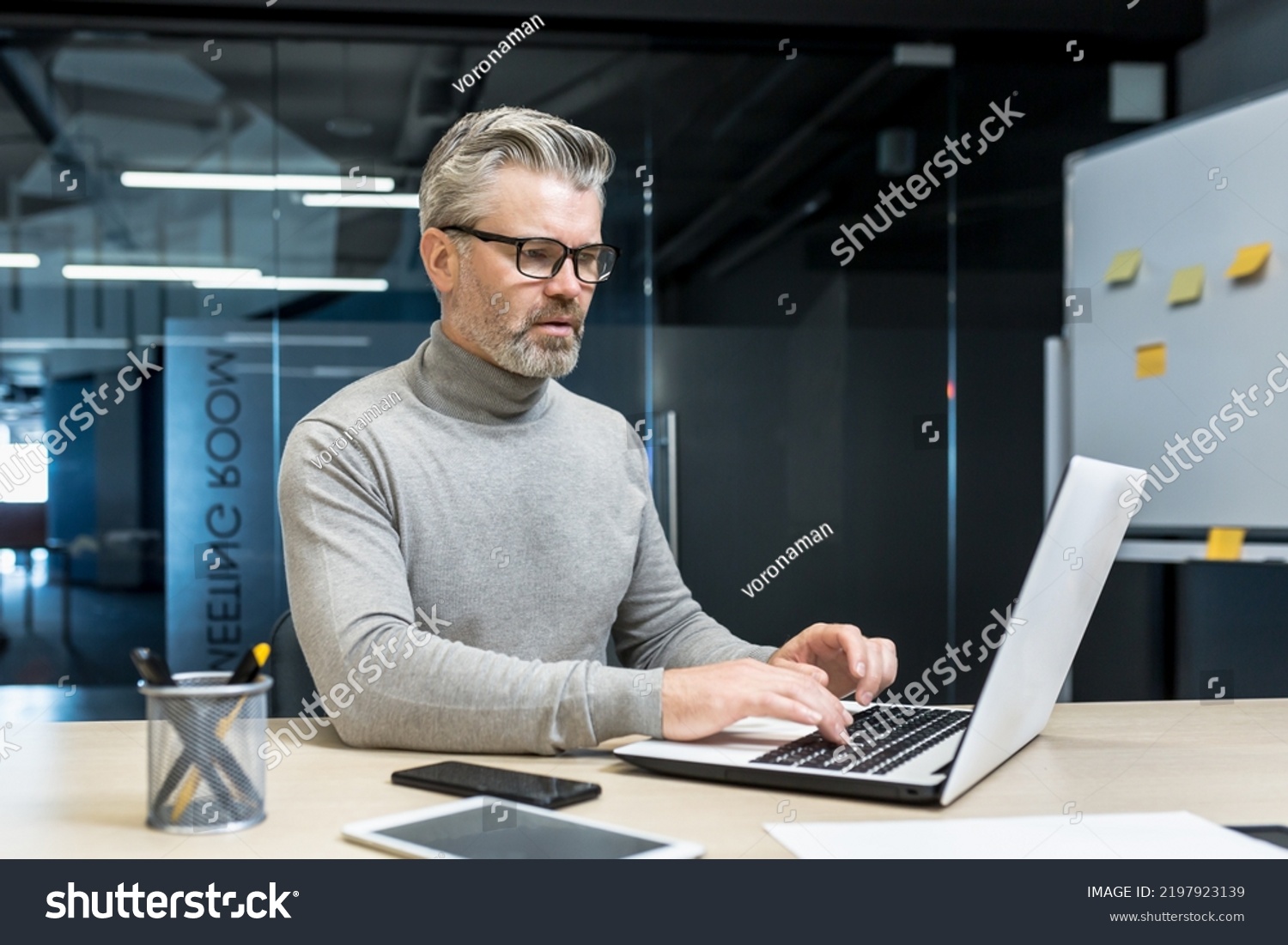 Senior Experienced Programmer Works Modern Office Stock Photo ...