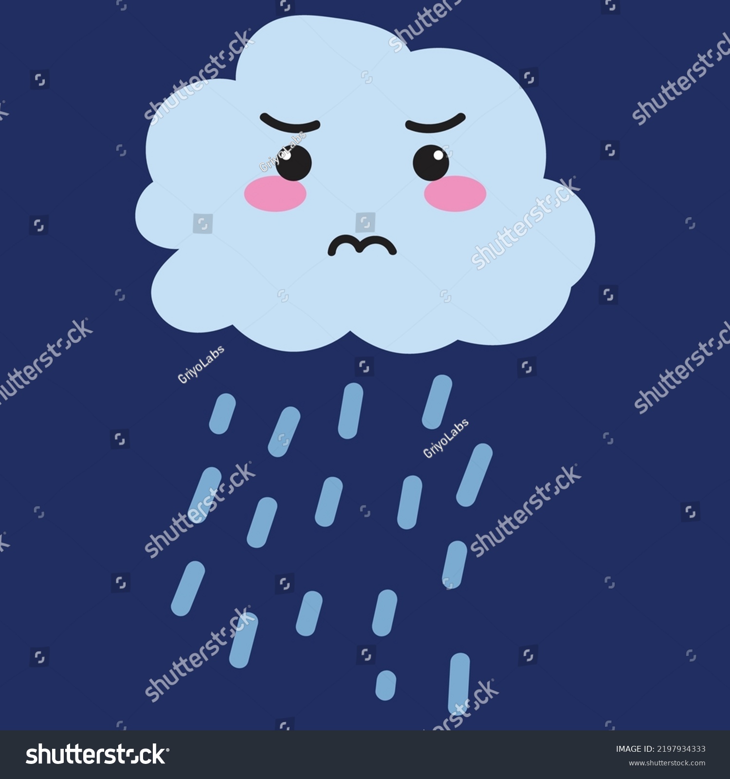 Rain Thunder Kawaii Weather Character Cartoon Stock Vector (Royalty ...