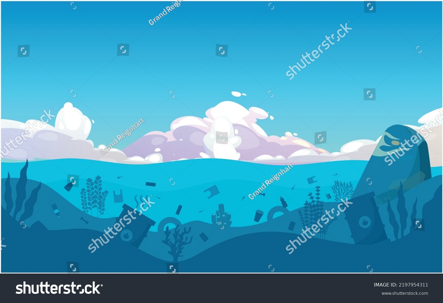 Illustration Dirty Underwater Surface Different Kind Stock Vector ...
