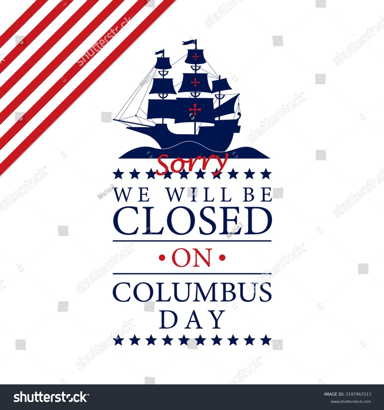 We Will Closed Columbus Day Stock Illustration 2197967213 Shutterstock