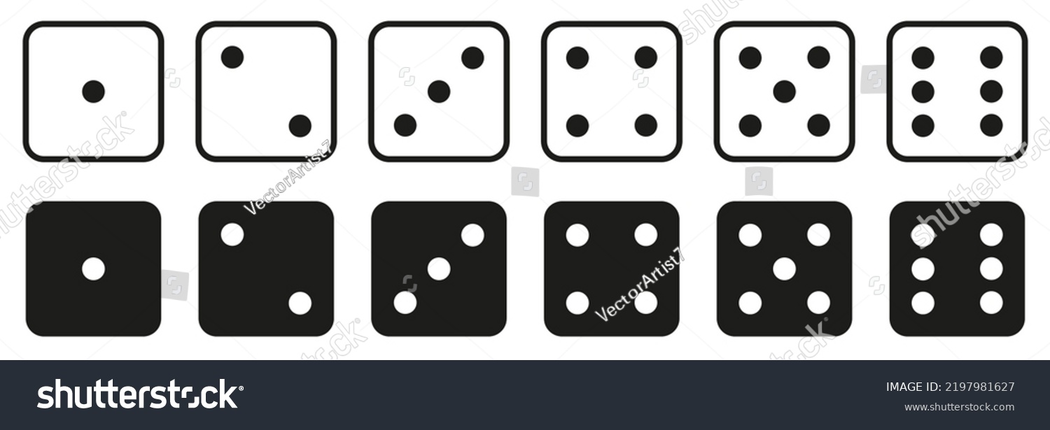 Gaming Dice Vector Collection Black White Stock Vector (Royalty Free ...