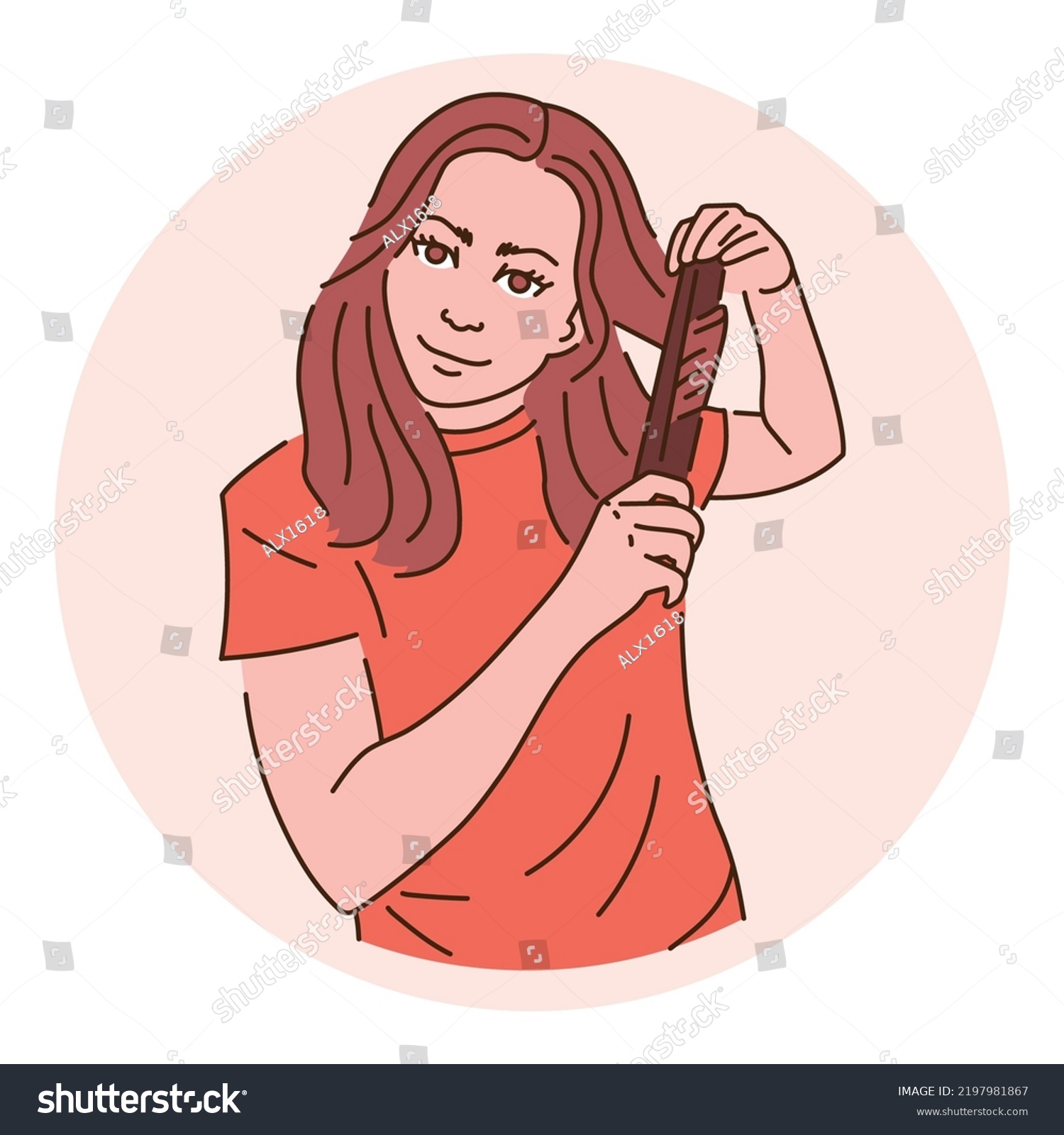 Girl Makes Hair Twists Flat Vector Stock Vector (Royalty Free ...