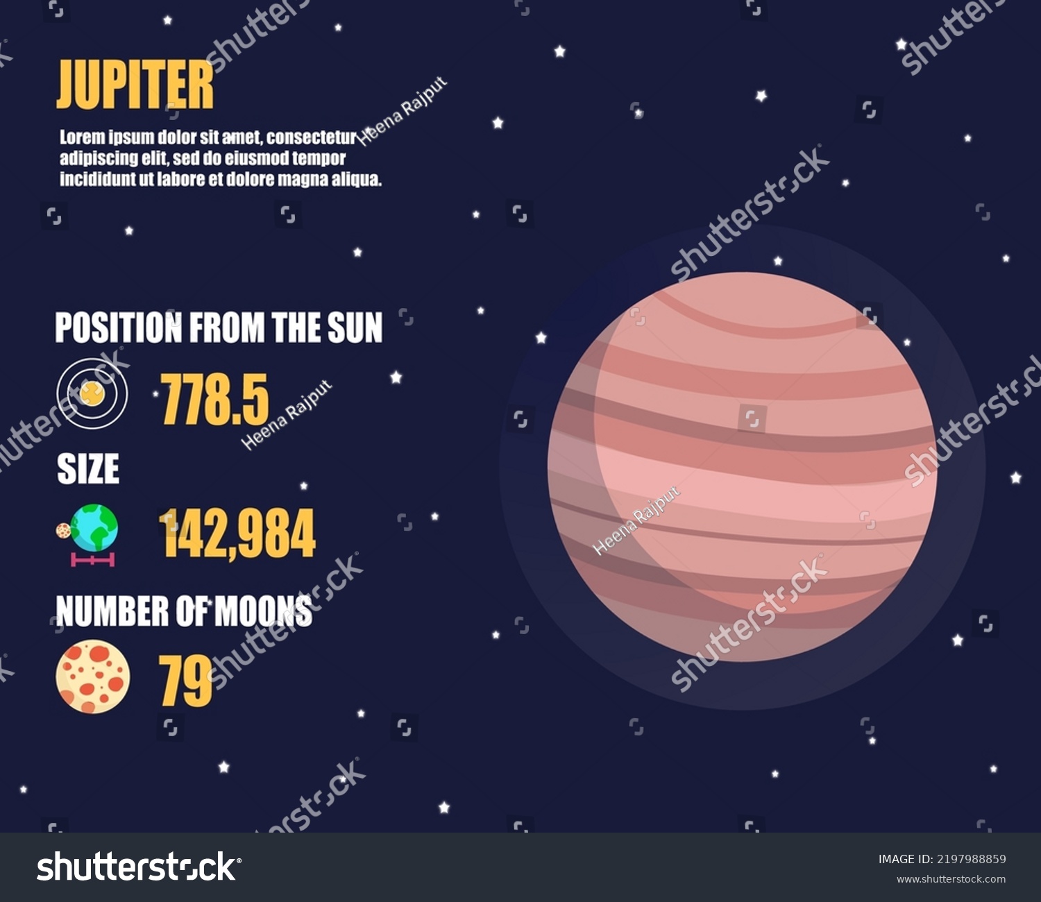 Jupiter Planet Infographic Including Planet Size Stock Vector (Royalty ...