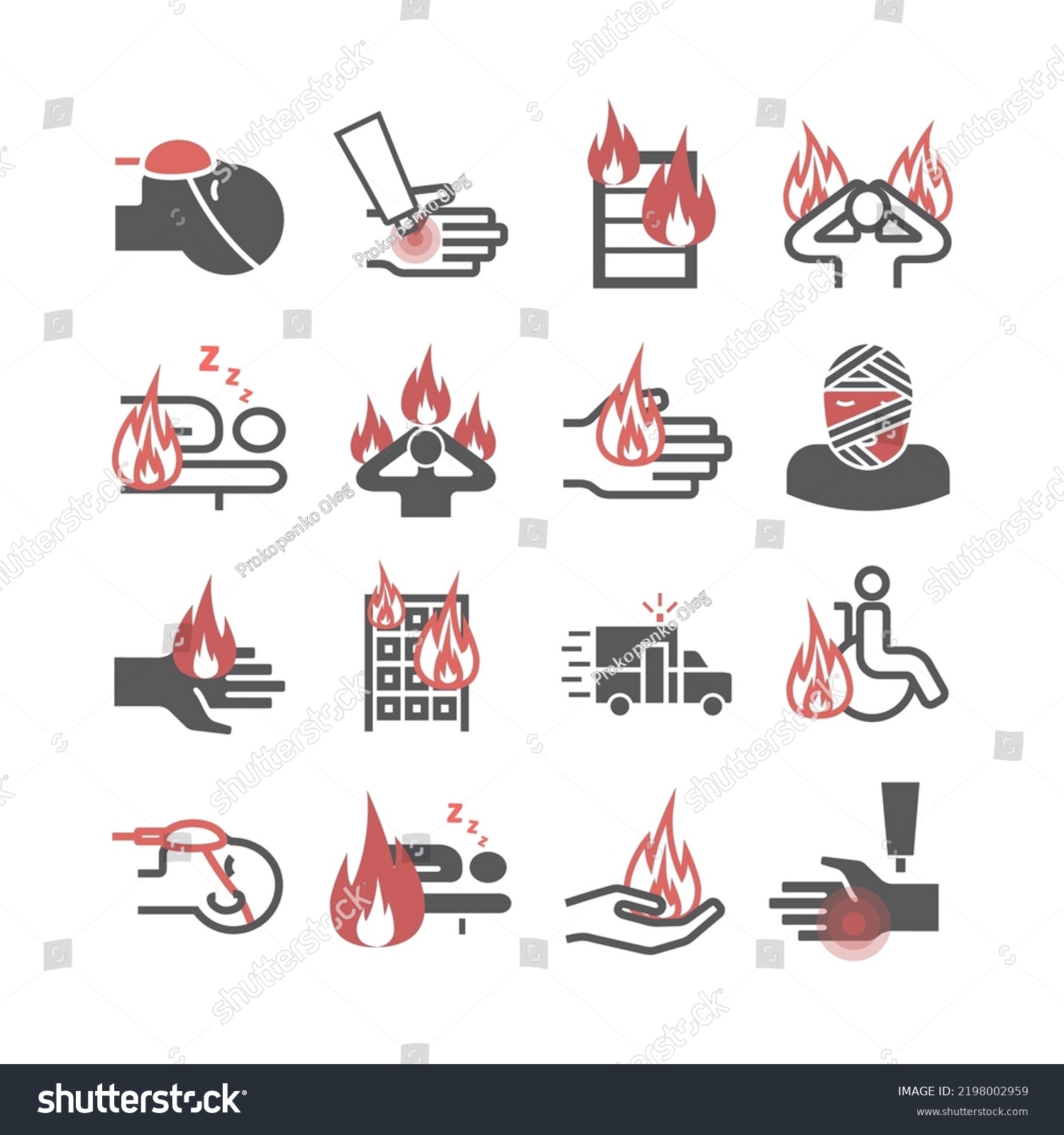 Skinl Burns Icons Treatment Vector Illustrations Stock Vector (Royalty ...