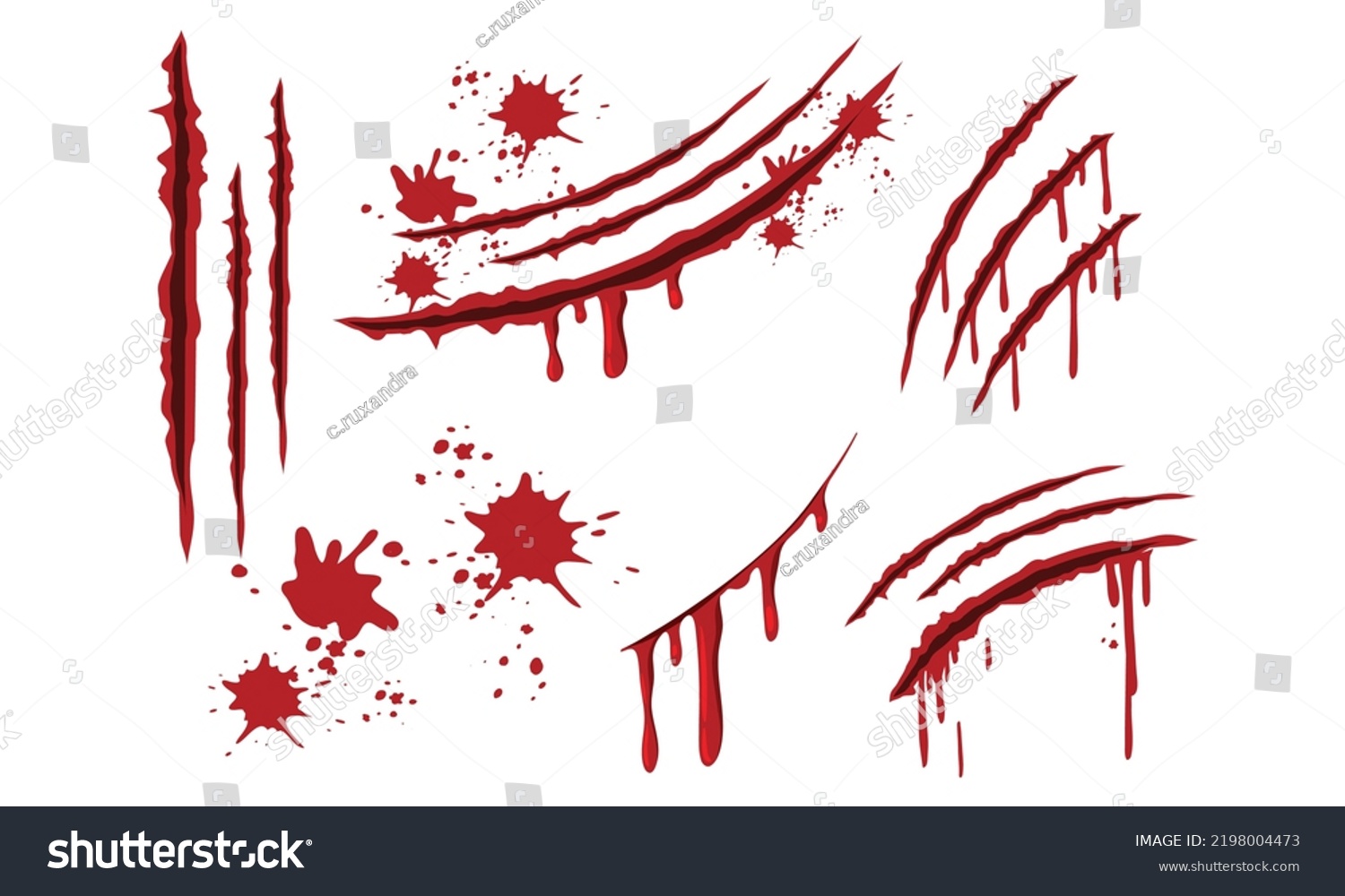 Blood Claw Scratch Wounds On White Stock Vector (Royalty Free ...