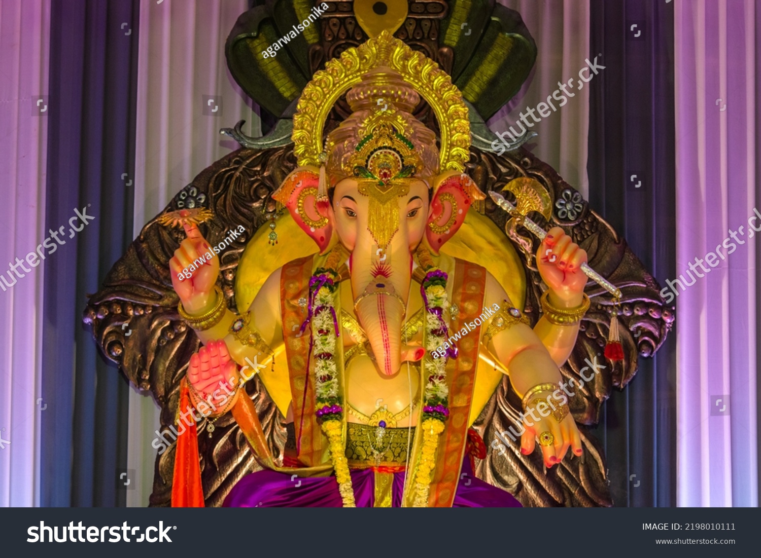 Beautiful Idol Lord Ganesha Being Worshipped Stock Photo 2198010111 ...