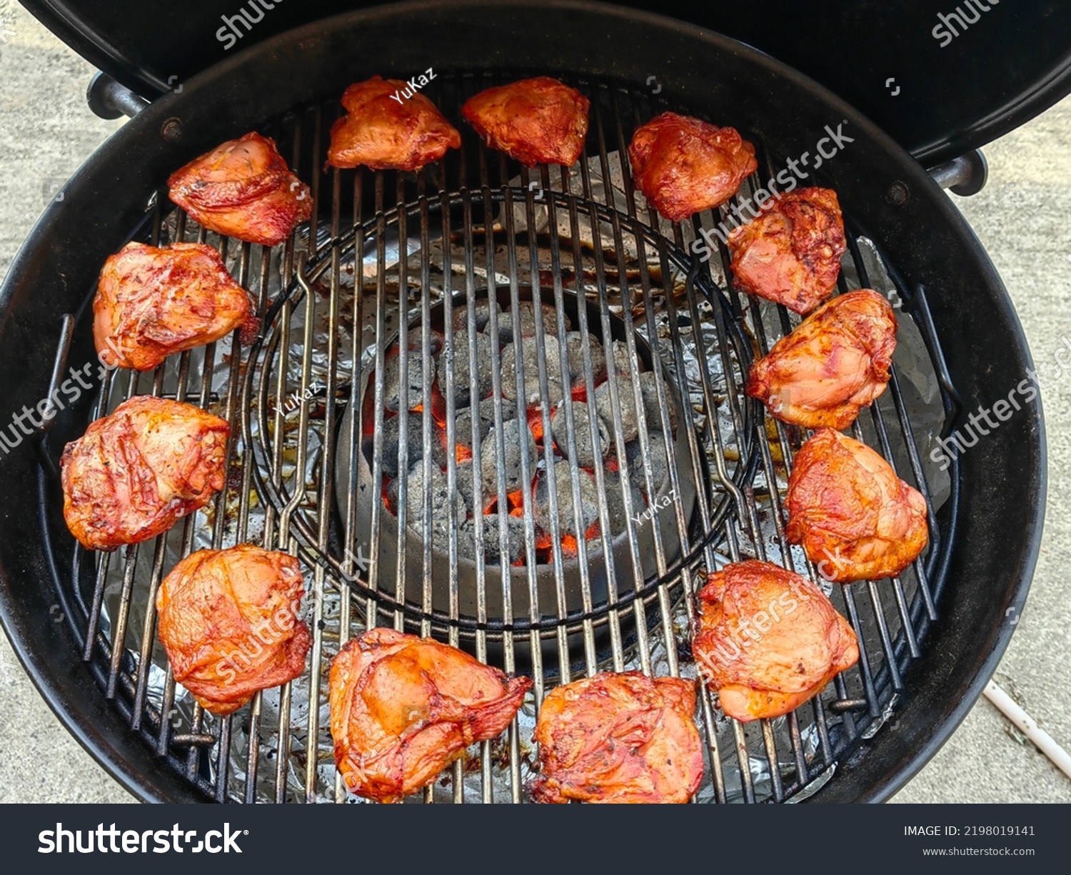 Chicken Thighs Cooked On Charcoal Grill Stock Photo 2198019141 ...