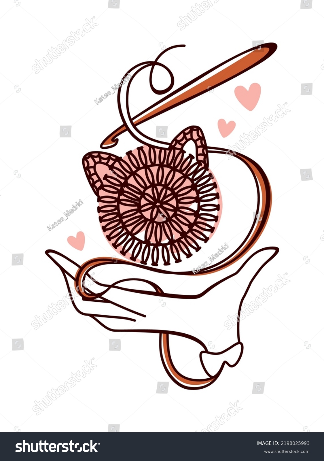 Crocheted Cat Toy Crochet Hook Logo Stock Vector (Royalty Free ...