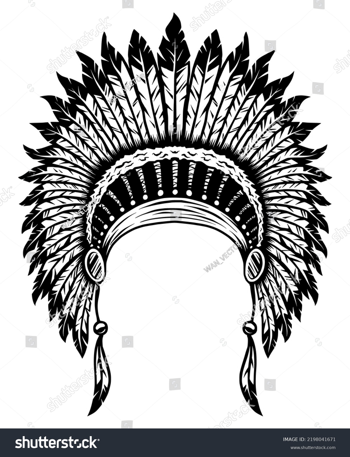 American Indian Vector Silhouette Vector Isolated Stock Vector (Royalty ...