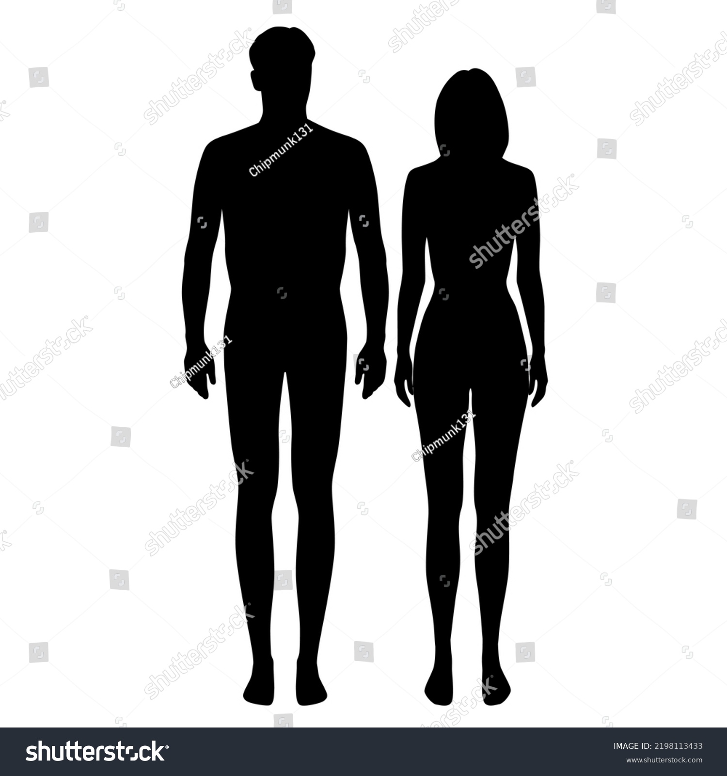 Vector Silhouettes Figures Man Woman Standing Stock Vector (Royalty ...